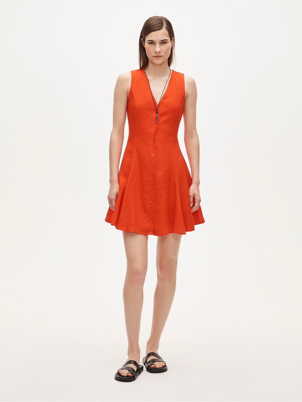 J. Crew Sleeveless V-Neck Mini Dress in Bright Orange - Picture 1 of 4